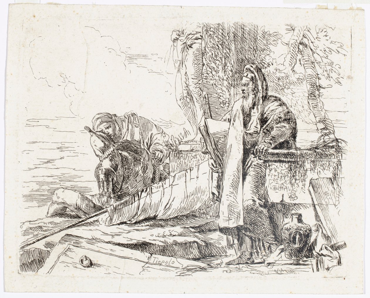 Álló filozófus egy nagy könyvvel, a Vari Capricci-ból alkotó: Giovanni Battista Tiepolo