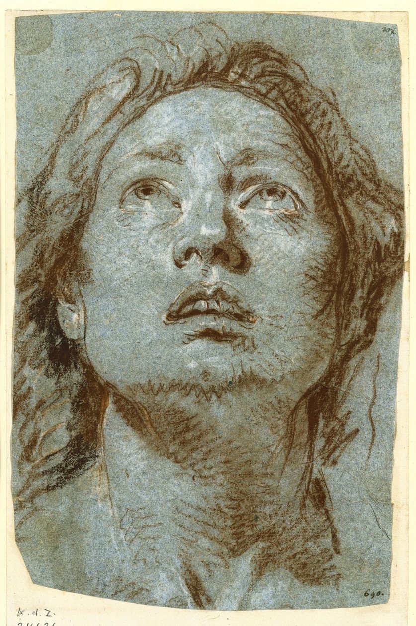 Tanulmány Szent Ágnes fejéről alkotó: Giovanni Battista Tiepolo