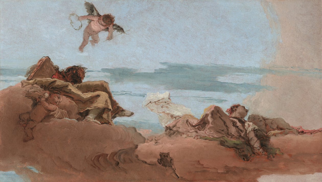 Tanulmány egy mennyezethez a Tanács megszemélyesítésével alkotó: Giovanni Battista Tiepolo