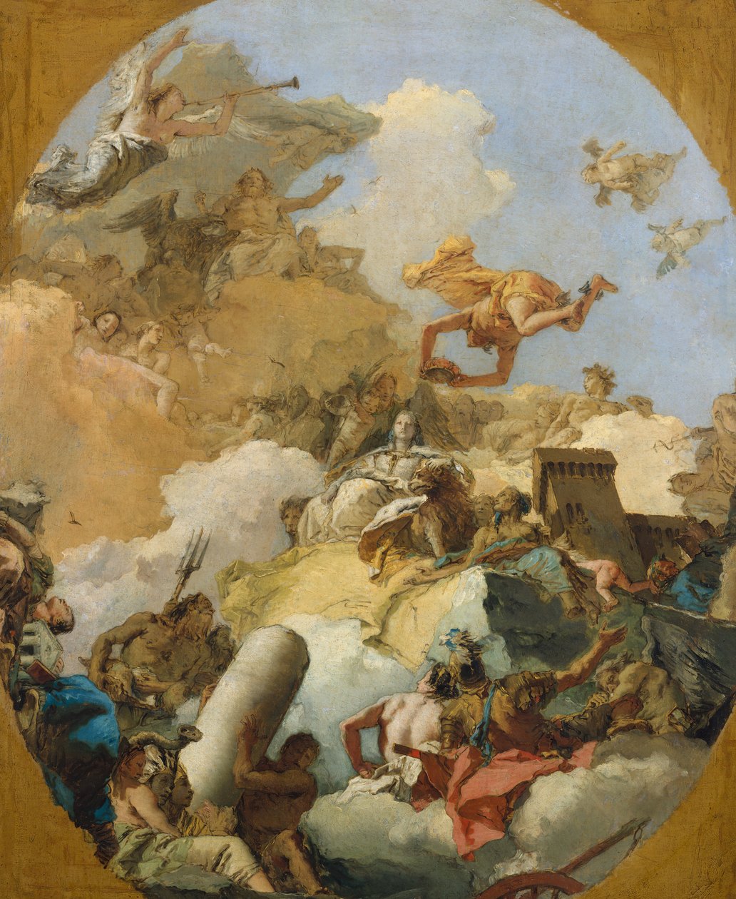 A Spanyol Monarchia apoteózisa, 1760-as évek. alkotó: Giovanni Battista Tiepolo