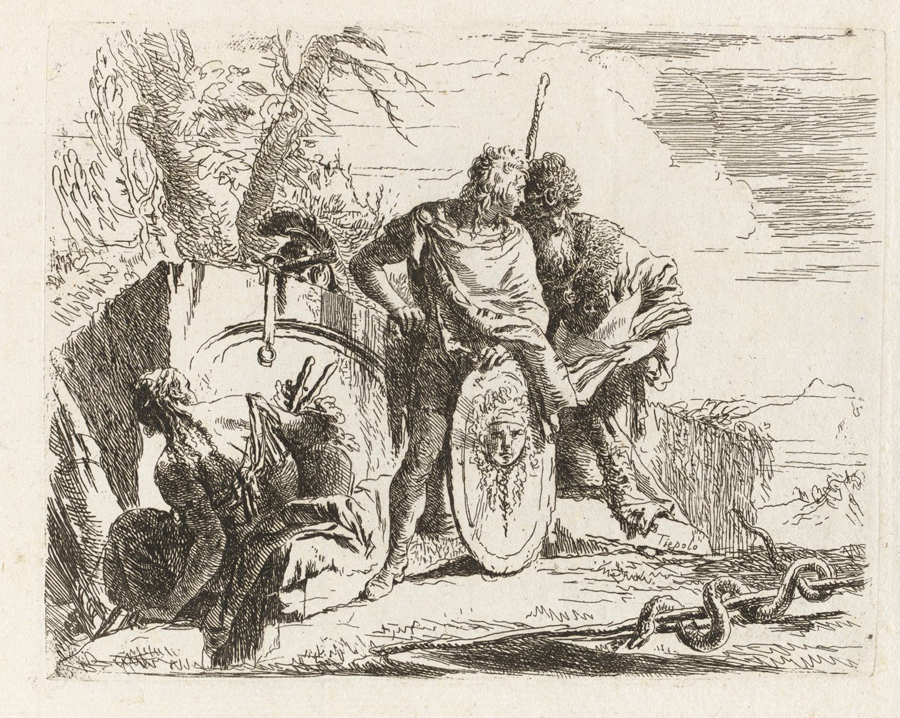 Az asztrológus és az ifjú katona a Vari capricci-ből (Különféle Capricciok) alkotó: Giovanni Battista Tiepolo
