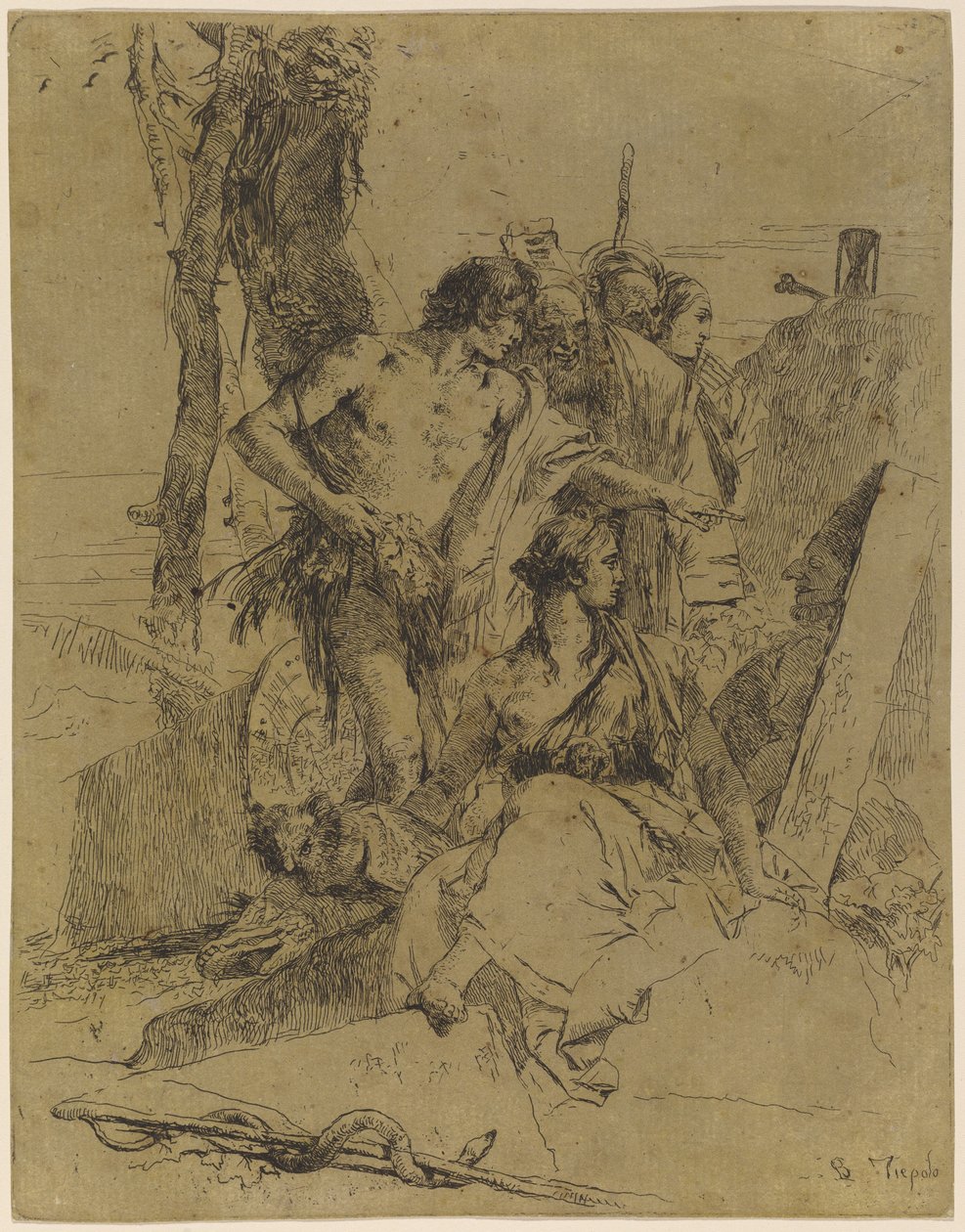 Punchinello sírjának felfedezése alkotó: Giovanni Battista Tiepolo