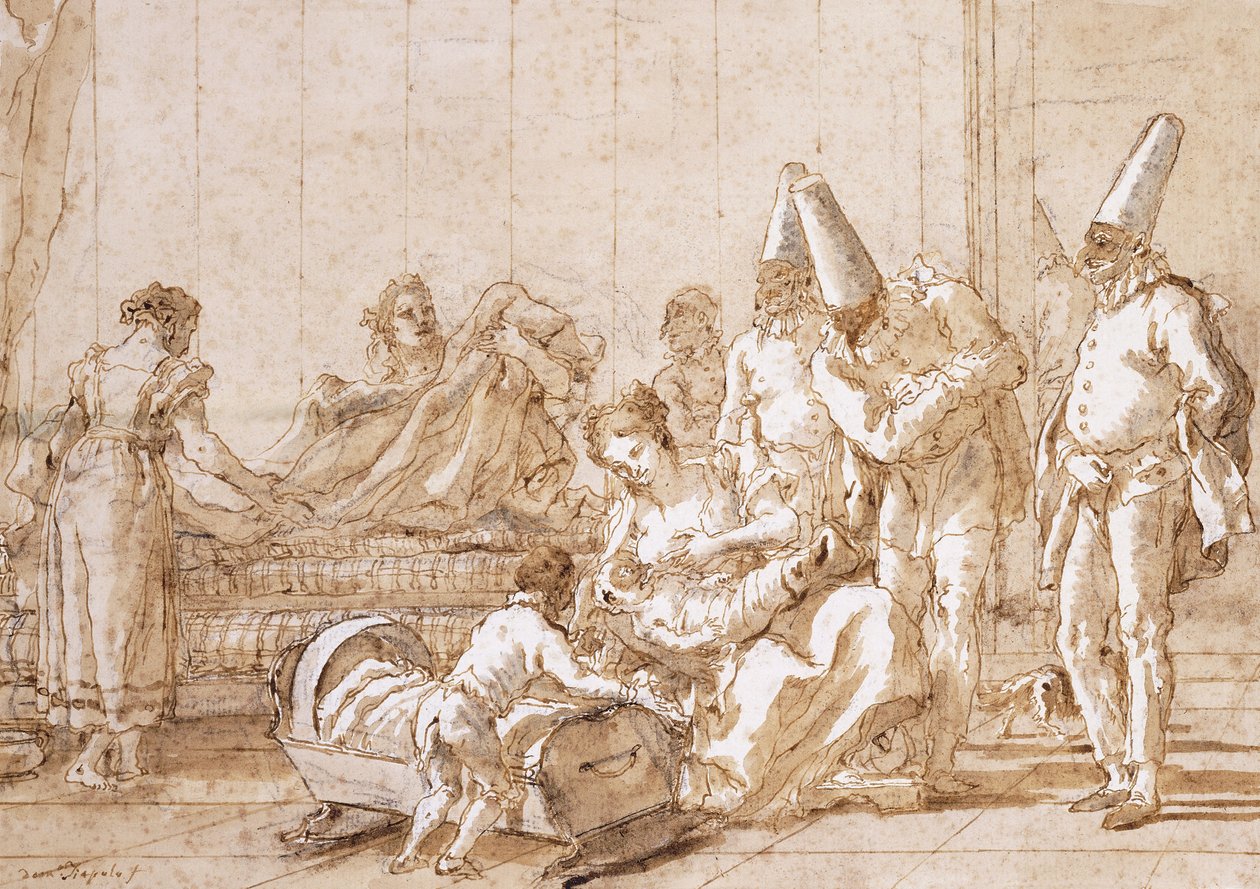 Punchinello ápolása, 1790-1804 alkotó: Giovanni Battista Tiepolo