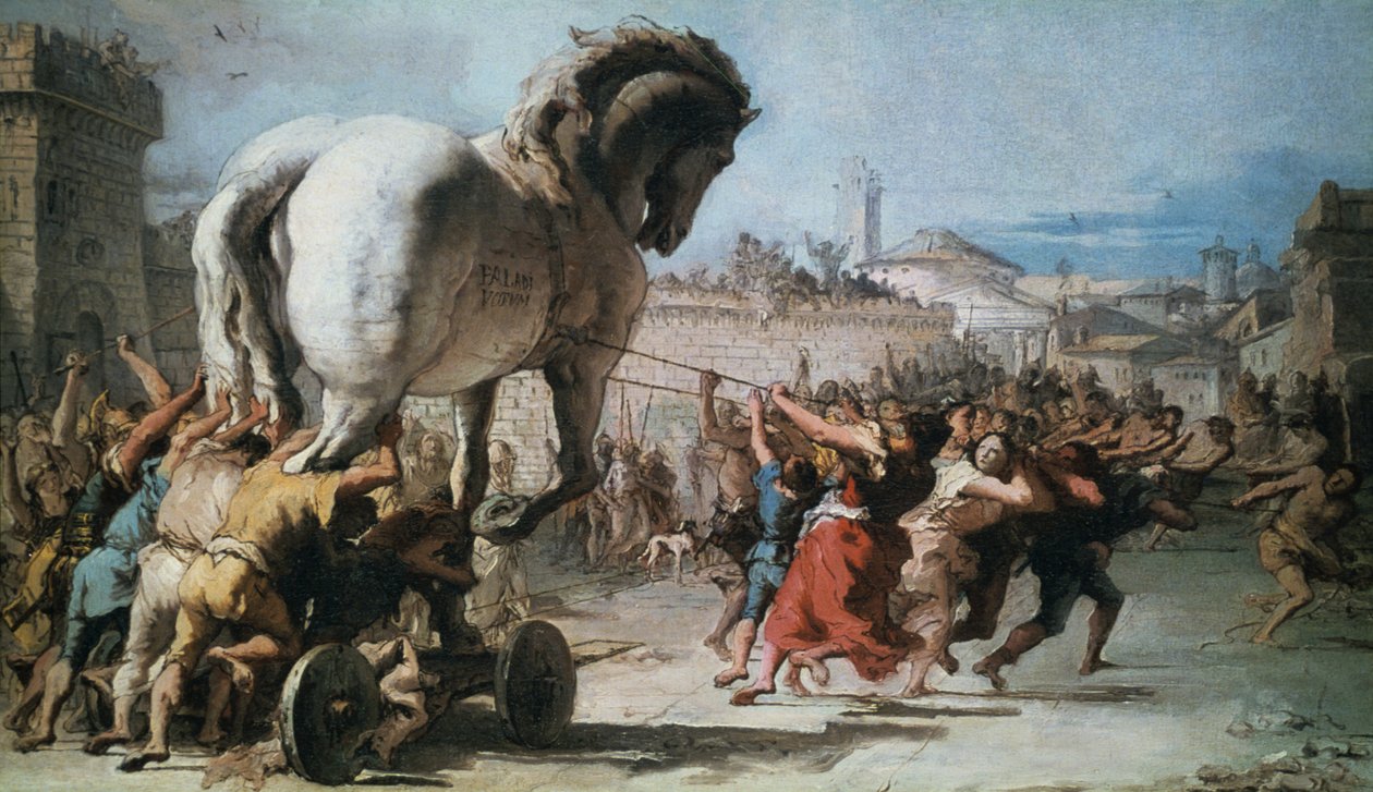 A trójai faló körmenete Trójába, 1760 alkotó: Giovanni Battista Tiepolo