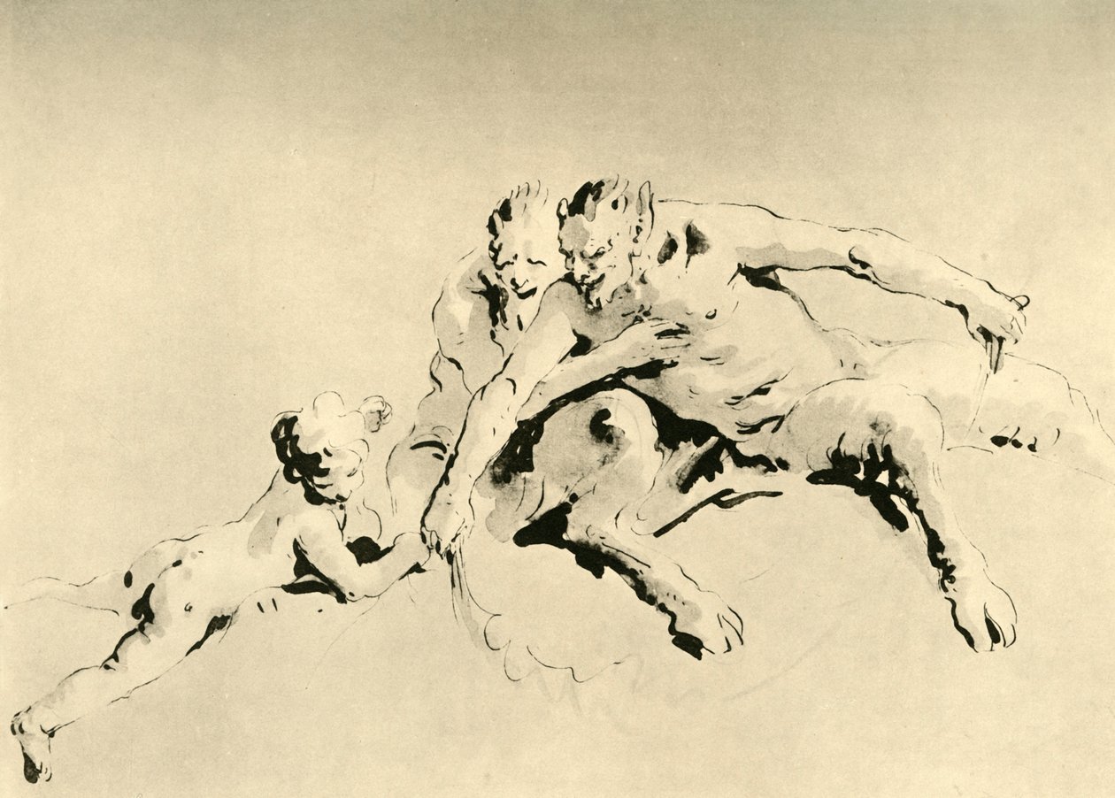Két faun és egy Ámor, 18. század közepe, 1928 alkotó: Giovanni Battista Tiepolo