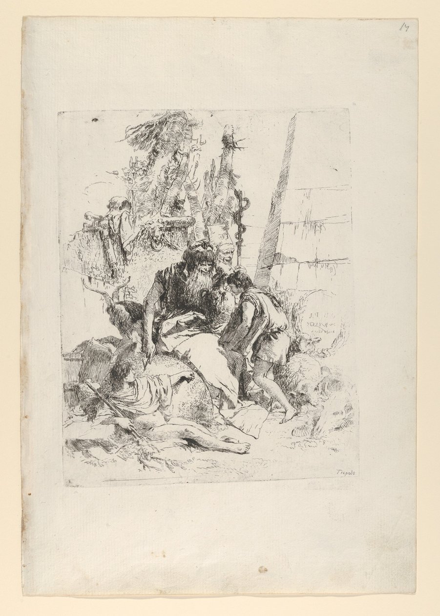 Két bűvész és két fiú a Scherziből, kb. 1743-50. alkotó: Giovanni Battista Tiepolo