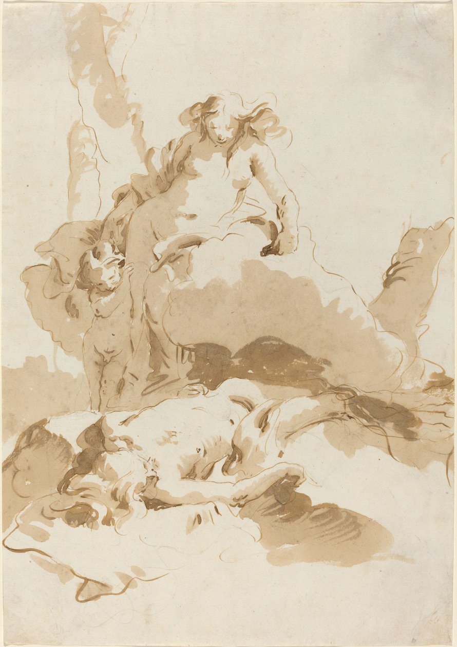 Vénusz és Ámor felfedezik Adonis testét alkotó: Giovanni Battista Tiepolo