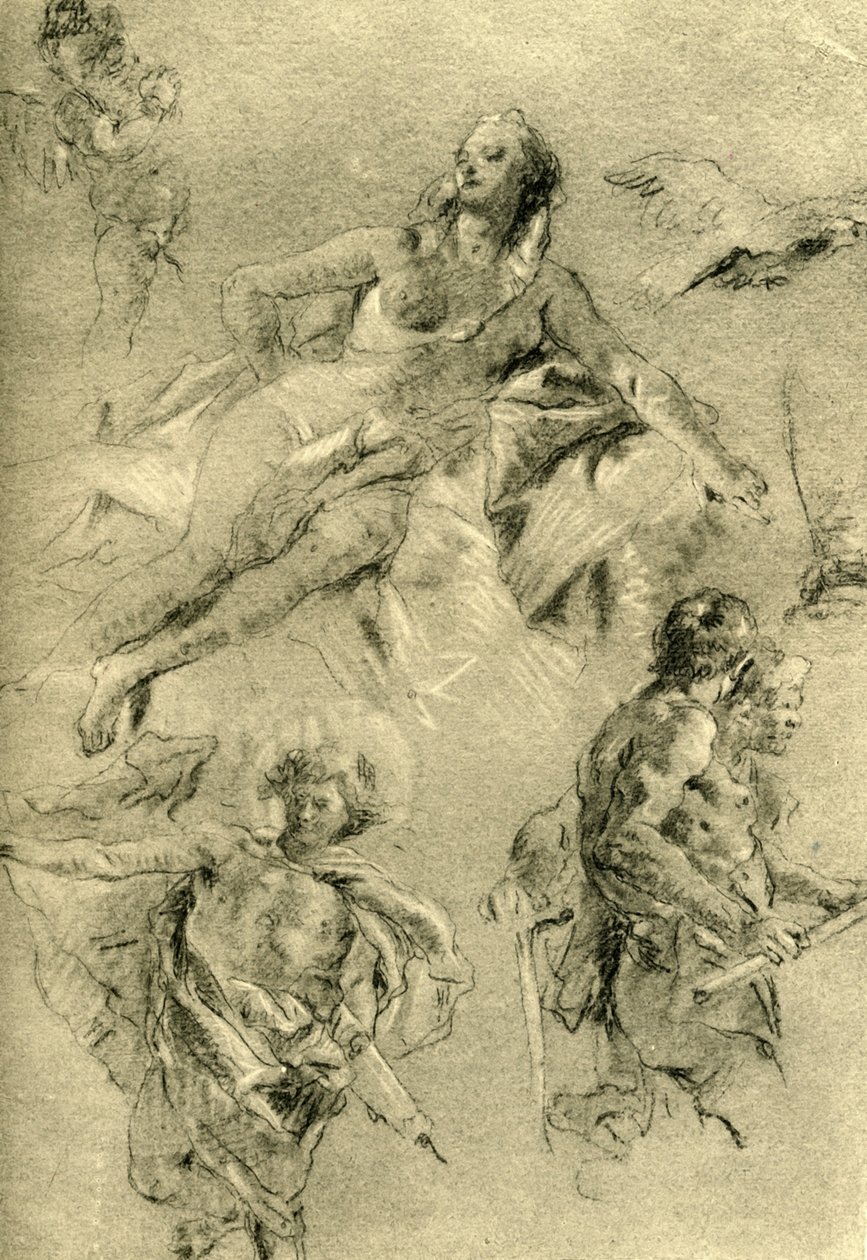Nyugó Vénusz és egyéb alakok, c1762-c1766, 1928 alkotó: Giovanni Battista Tiepolo