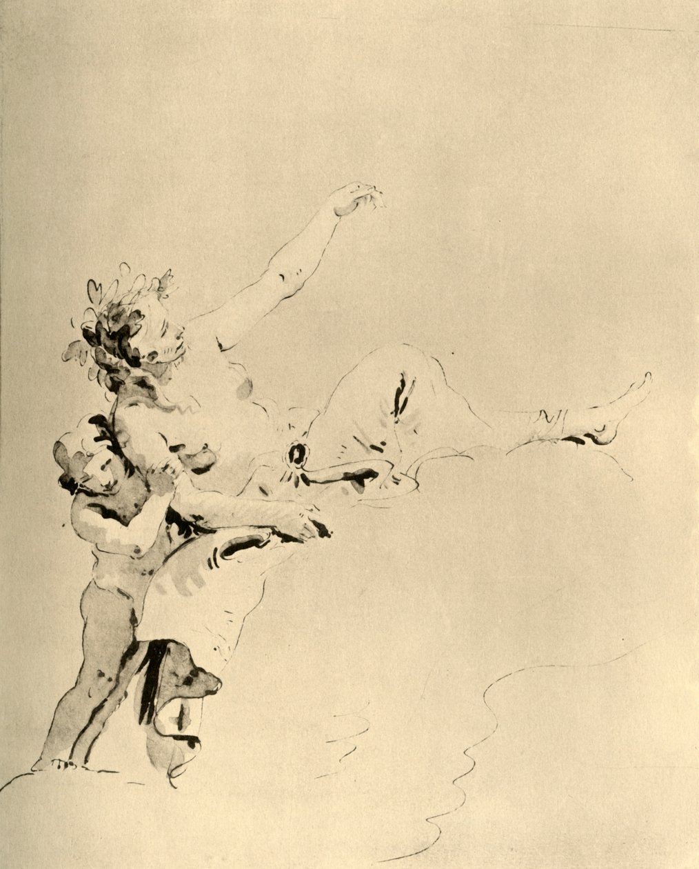 Felhőkön pihenő, Ámor által támogatott nő, 18. század közepe, 1928 alkotó: Giovanni Battista Tiepolo