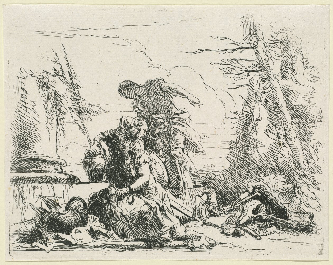 Nők és férfiak az égő csontpirosról alkotó: Giovanni Battista Tiepolo