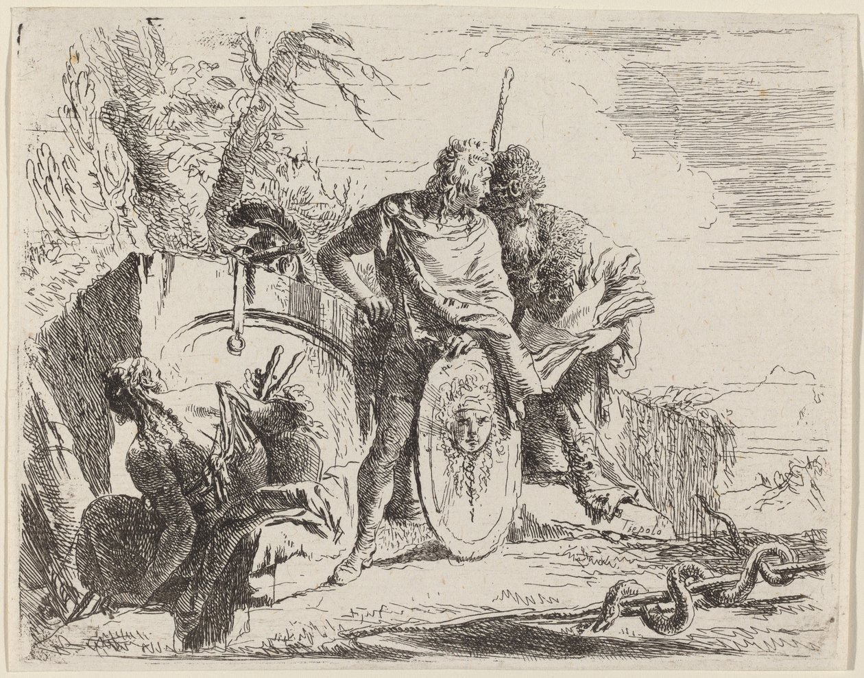 Fiatal katona filozófussal és ülő nővel alkotó: Giovanni Battista Tiepolo