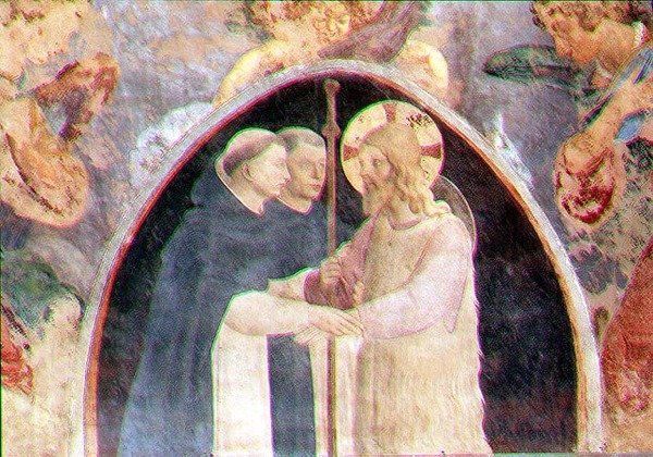 Krisztus üdvözli a két domonkos testvért, lunette (freskó) (78936 részlet) alkotó: Giovanni Battista Vanni
