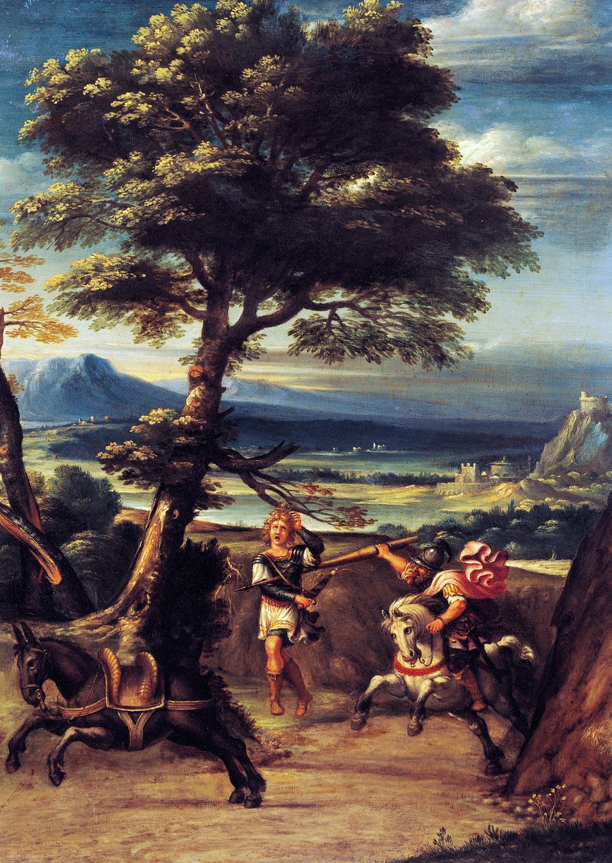 Giovanni Battista Viola (1576-1622) Joáb lándzsája által megsebesített Absalom, olaj, réz, 45x34 cm alkotó: Giovanni Battista Viola
