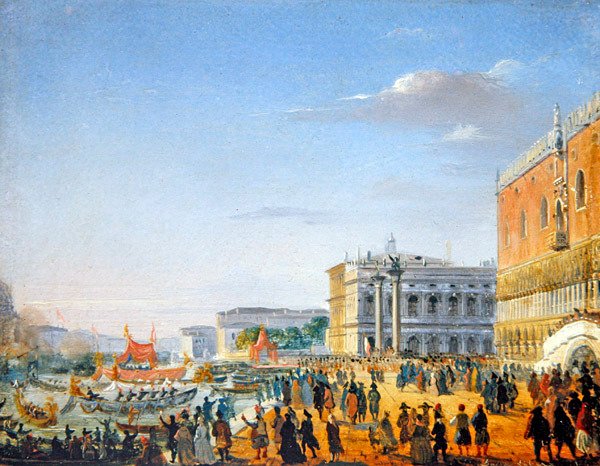 Egy velencei jelenet (olaj a panelen) alkotó: Giovanni Battista della Libera