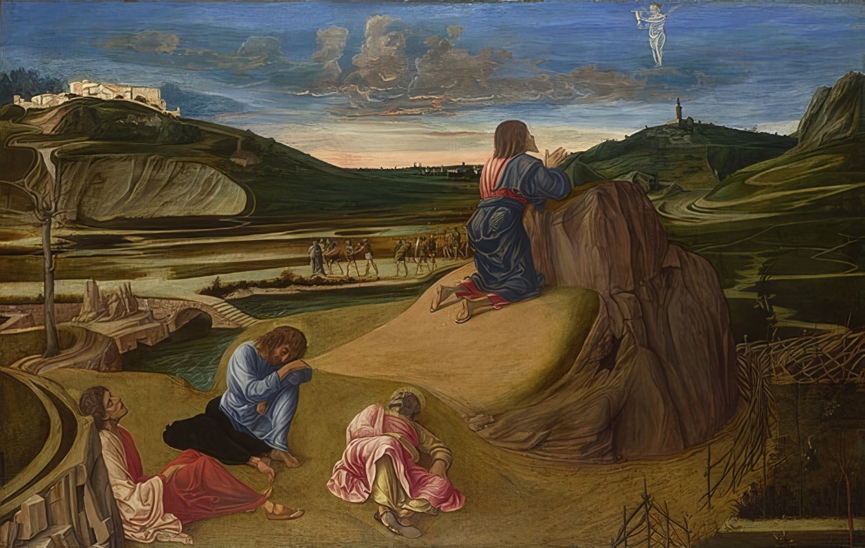 Krisztus a Gecsemáné kertben. 1465 körül alkotó: Giovanni Bellini