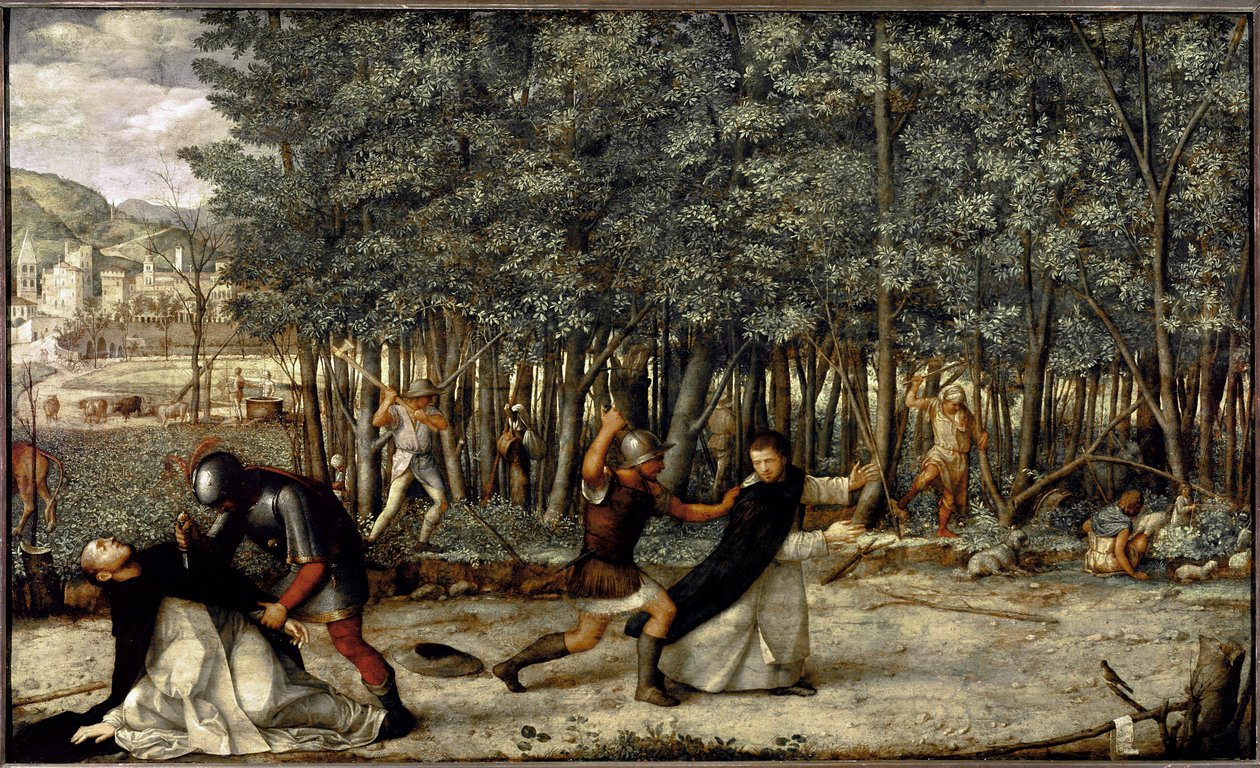 Szent Péter vértanú halála (tempera a táblán, 1509 körül) alkotó: Giovanni Bellini