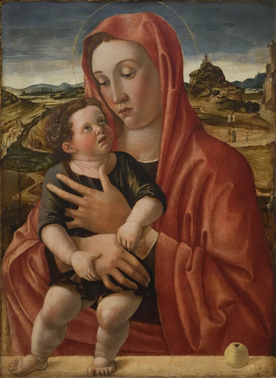 Német: Maria mit dem Kind, das auf einer Brüstung steht Madonna a gyermekkel alkotó: Giovanni Bellini