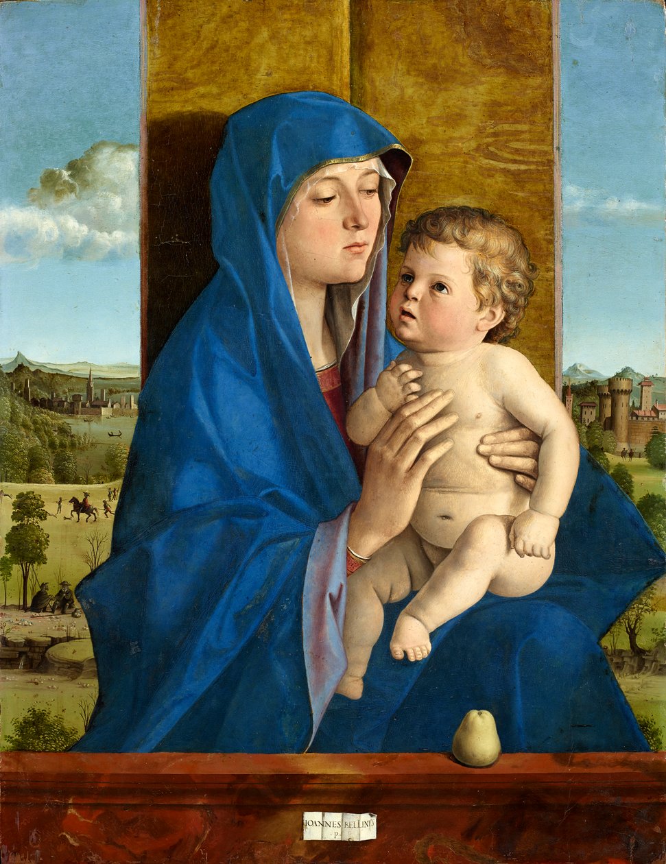 Olasz: Madonna col Bambino (Madonna di Alzano) Madonna körtével alkotó: Giovanni Bellini