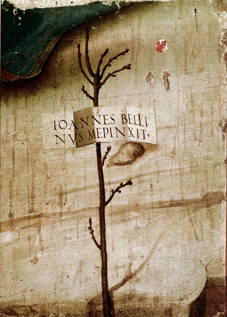 Kis fa és kártya. Részlet (tempera a panelen alkotó: Giovanni Bellini