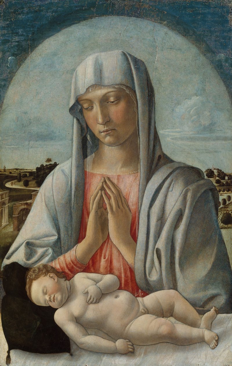 Madonna imádja az alvó gyermeket, 1460 körül (tempera fán) alkotó: Giovanni Bellini
