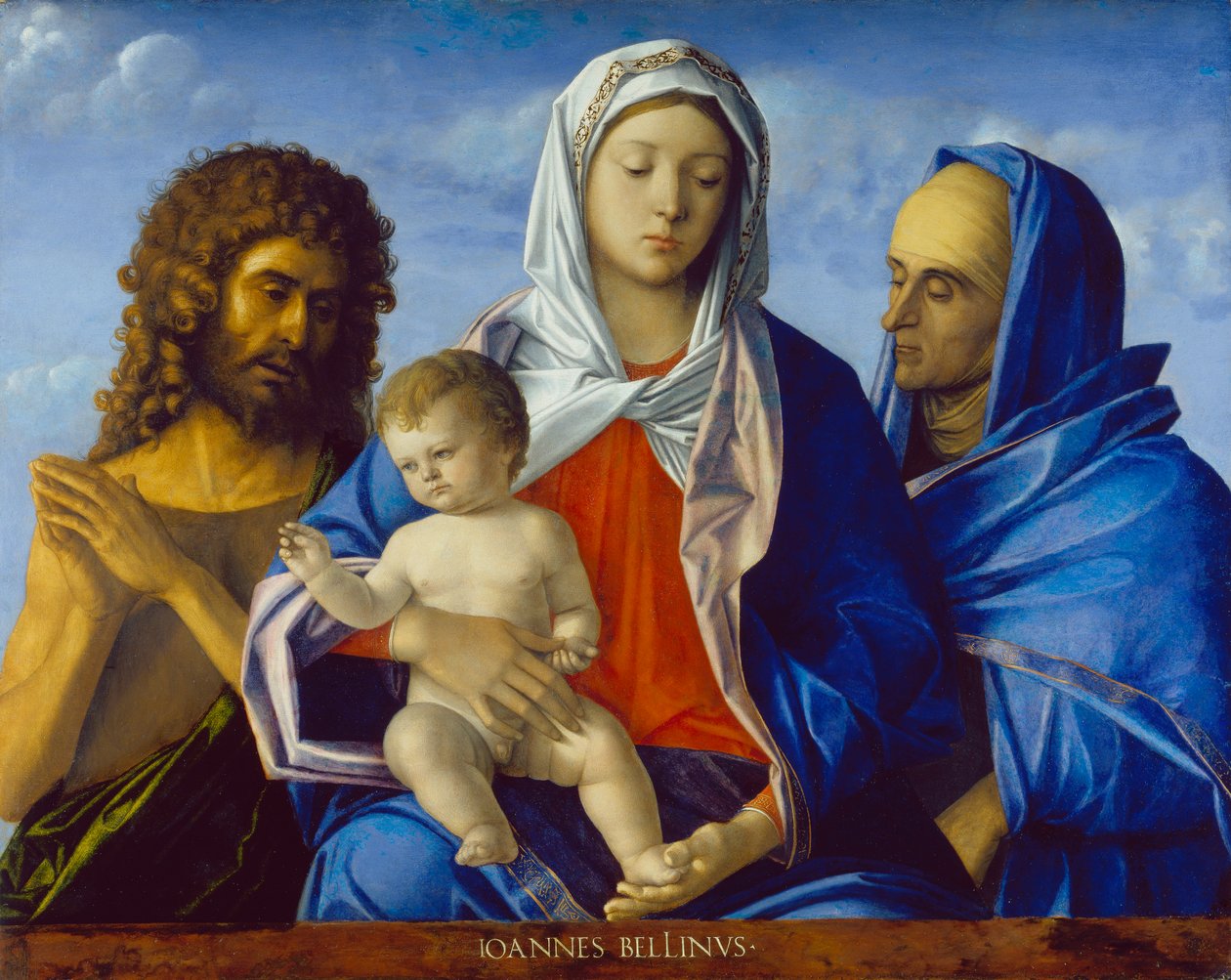 Madonna és gyermeke Keresztelő Szent Jánossal és Erzsébettel alkotó: Giovanni Bellini