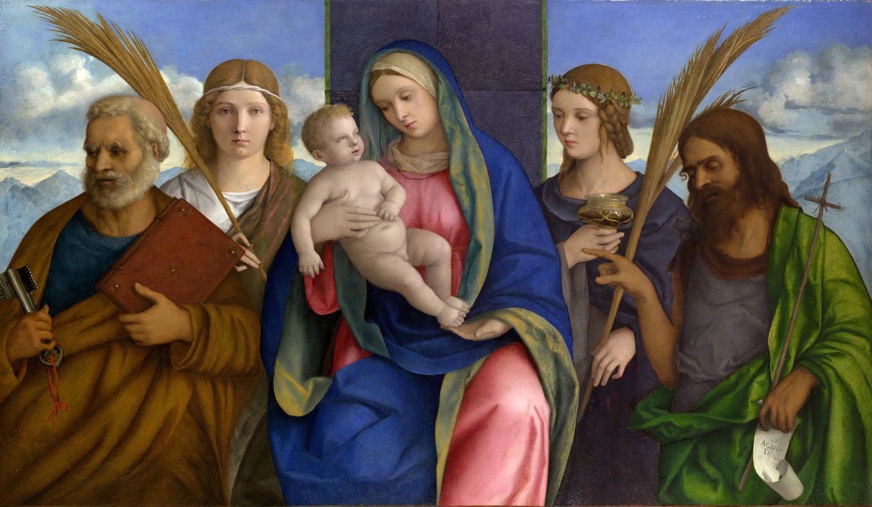 Madonna és gyermeke szentekkel. alkotó: Giovanni Bellini