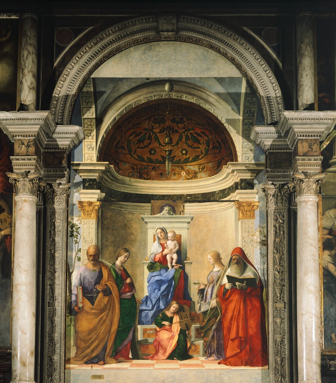 Madonna négy szent között (freskó) alkotó: Giovanni Bellini