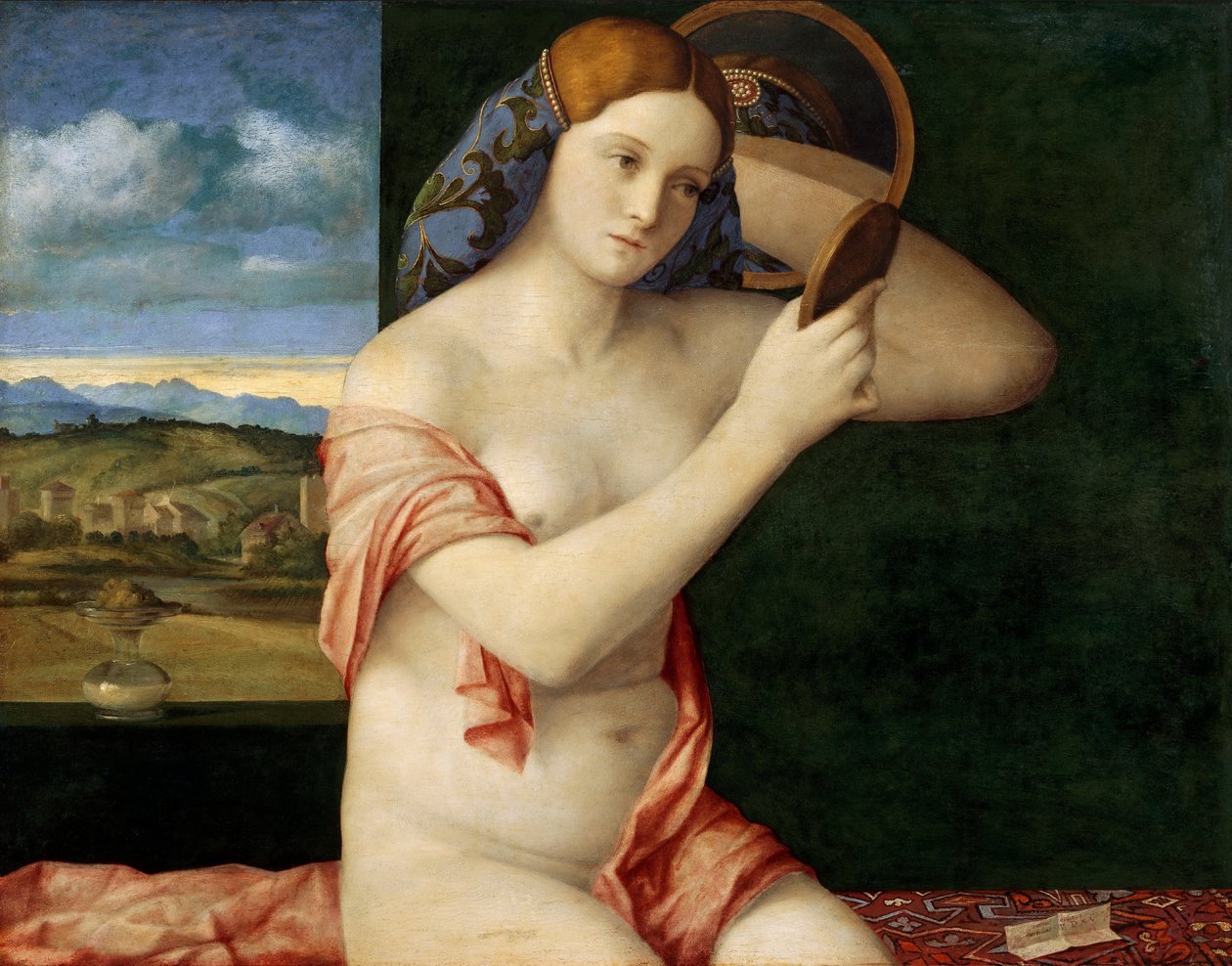 Meztelen fiatal nő egy tükör előtt alkotó: Giovanni Bellini