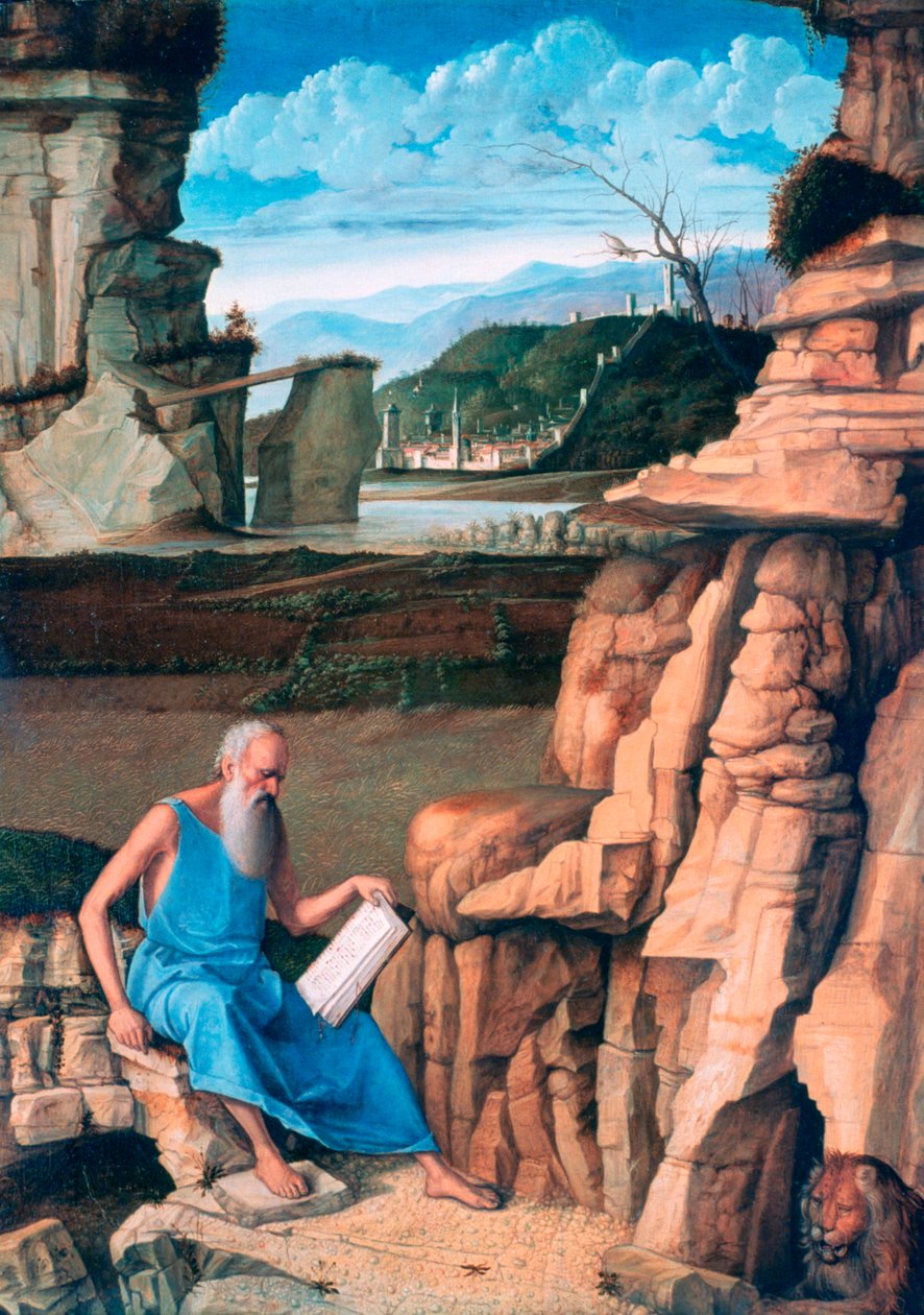 Szent Jeromos tájban olvas, 1480-1485 alkotó: Giovanni Bellini