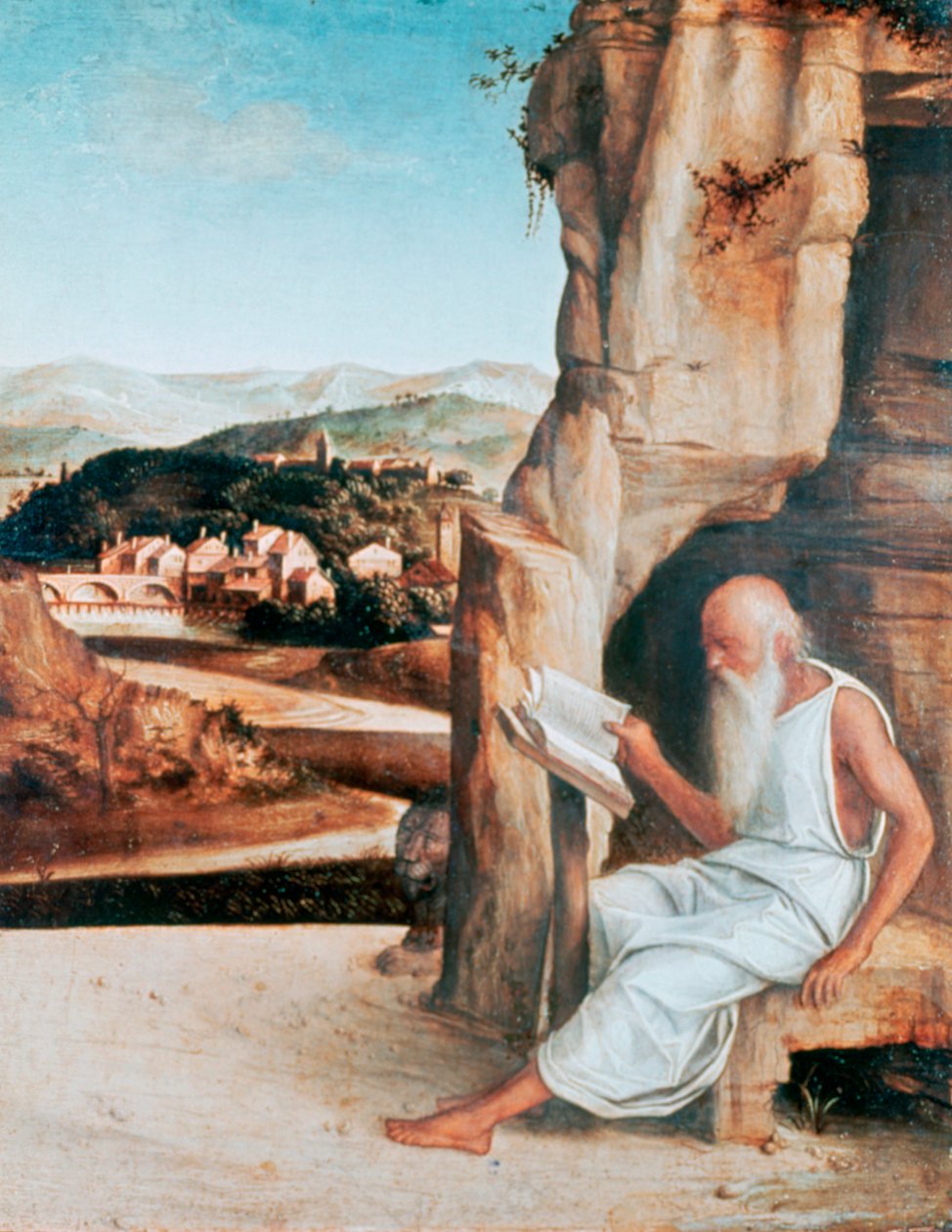 Szent Jeromos tájban olvas, 1450-1516 alkotó: Giovanni Bellini