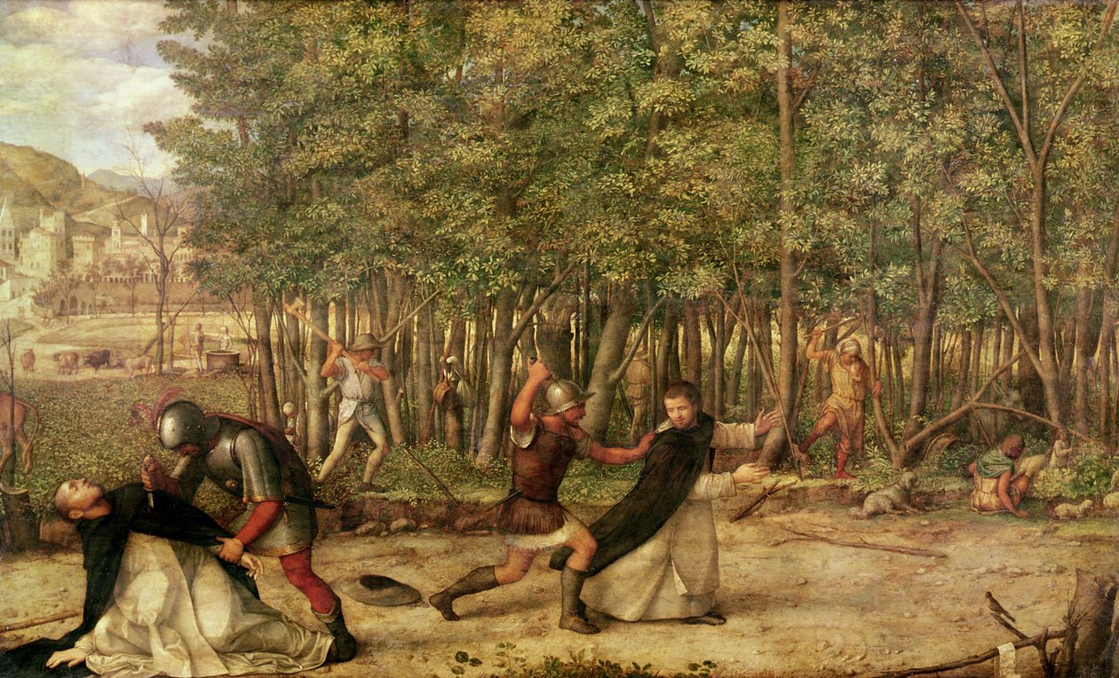 Szent Péter vértanú meggyilkolása, 1507 (tojástempera és olaj a fán) alkotó: Giovanni Bellini