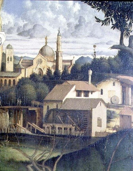 A keresztre feszítés, a háttérben az építészet részlete (lásd még 87046, 87045, 87090) 1505 körül (tábla) alkotó: Giovanni Bellini