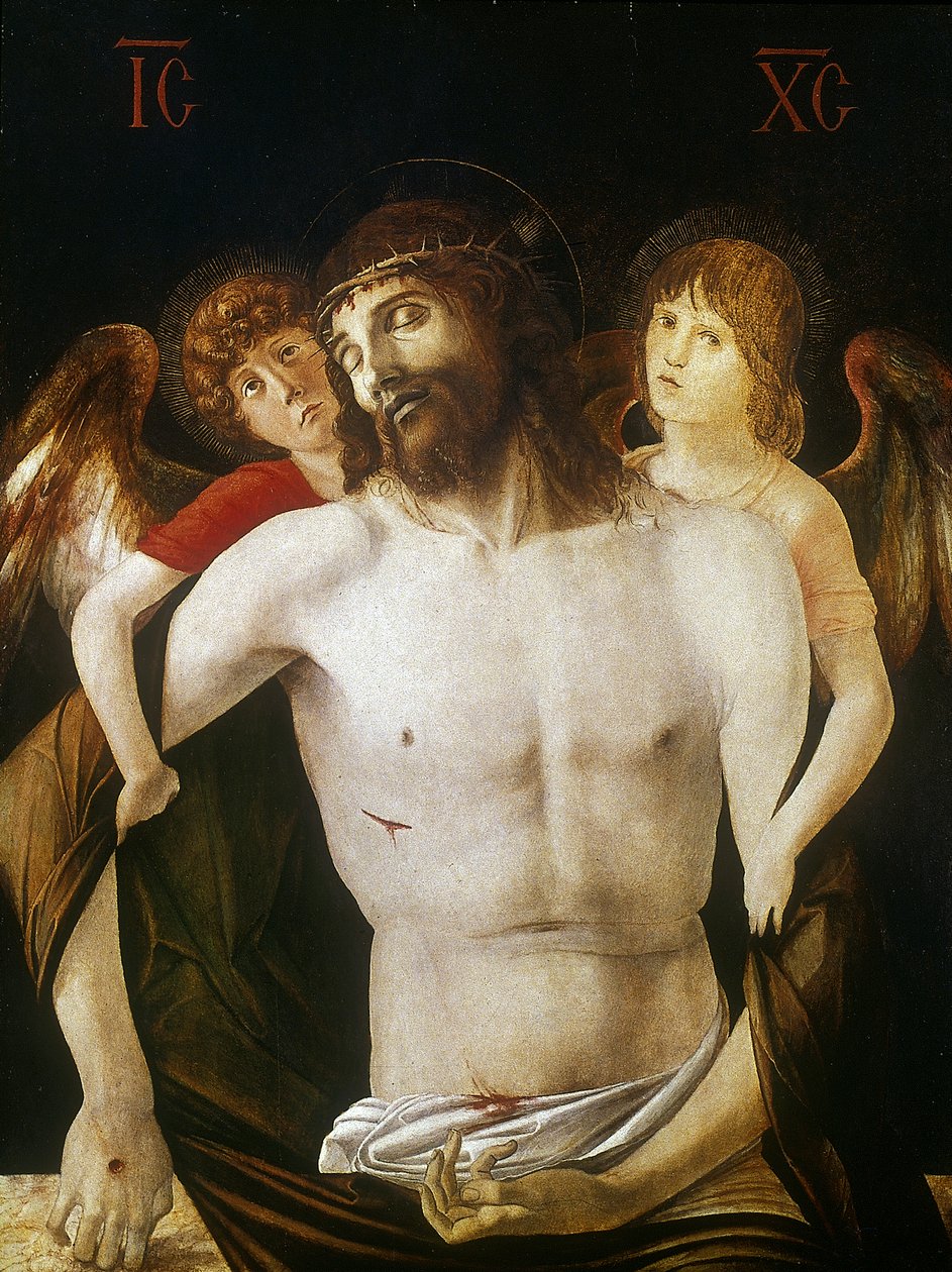 Az angyalok által támogatott halott Krisztus, 1465-1470 alkotó: Giovanni Bellini