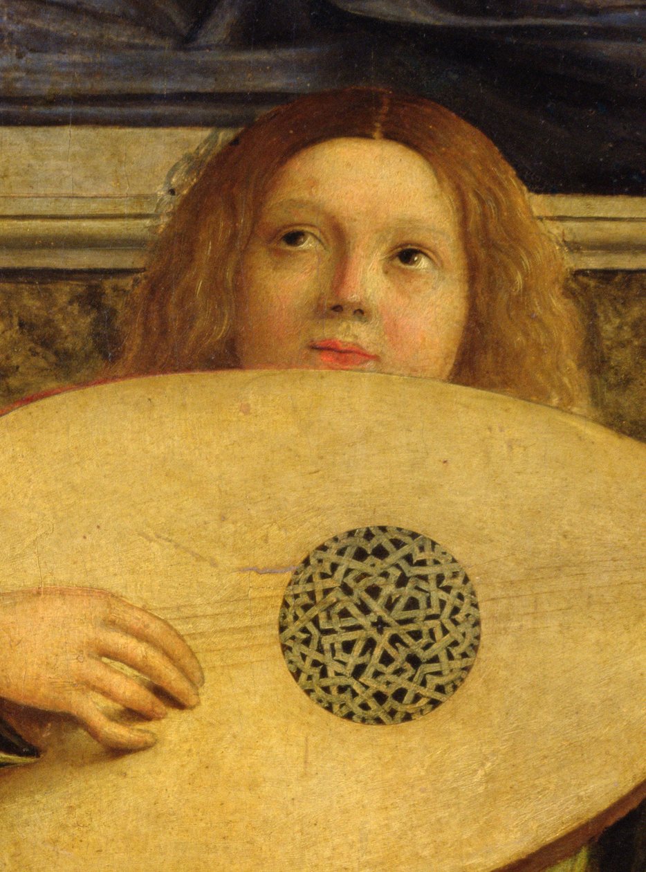 A San Giobbe oltárkép, részlet zenélő angyalról, 1487 körül (olaj, tábla) (55433 részlet) alkotó: Giovanni Bellini