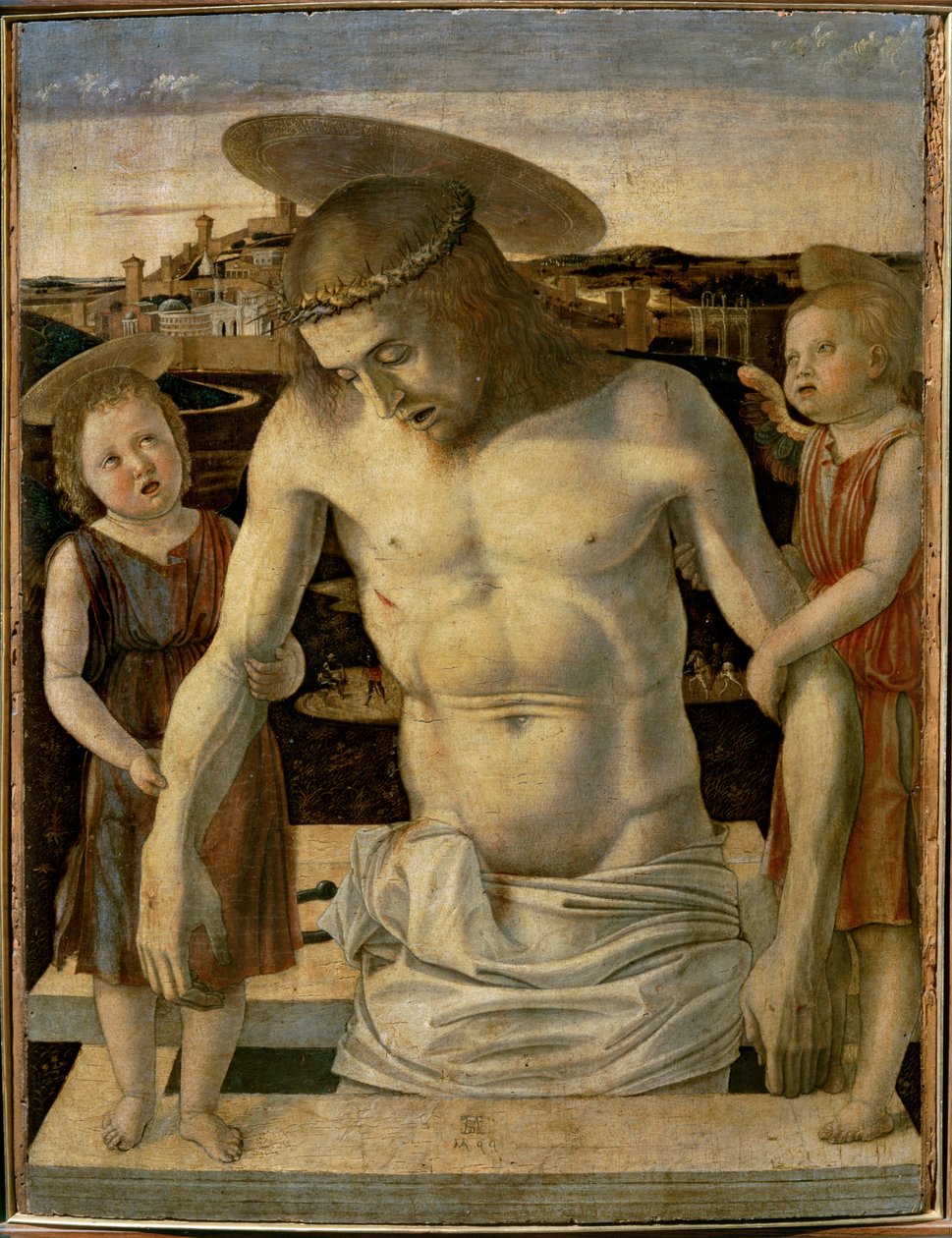 A halott Krisztust két angyal támogatja ... alkotó: Giovanni Bellini
