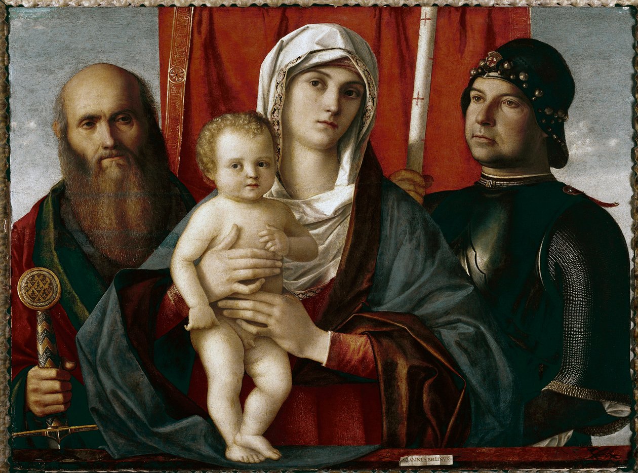 Szűz gyermekkel Szent Pál és Szent György között Giovanni Bellini dit il Giambellino festménye alkotó: Giovanni Bellini