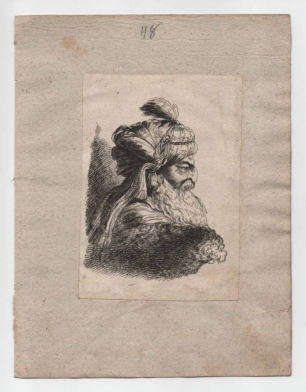 Török fej turbánnal, 1760 körül (metszet) alkotó: Giovanni Benedetto (1609 64) (after) Castiglione