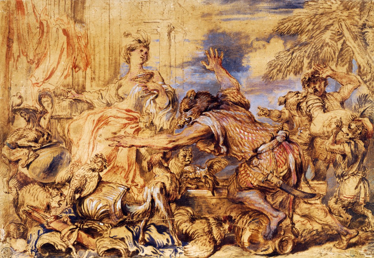 Circe Ulysses társait fenevaddá változtatja alkotó: Giovanni Benedetto Castiglione