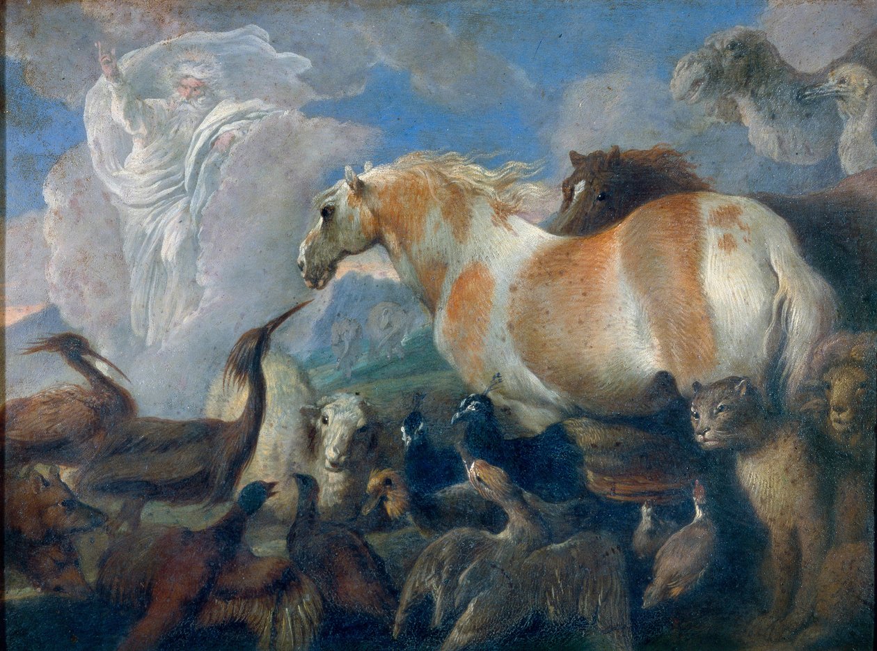 Teremtés (Genesis). Giovanni Benedetto Castiglione (1610-1665) festménye, olaj, vászon, 17. század közepe. olasz művészet (Genova) alkotó: Giovanni Benedetto Castiglione