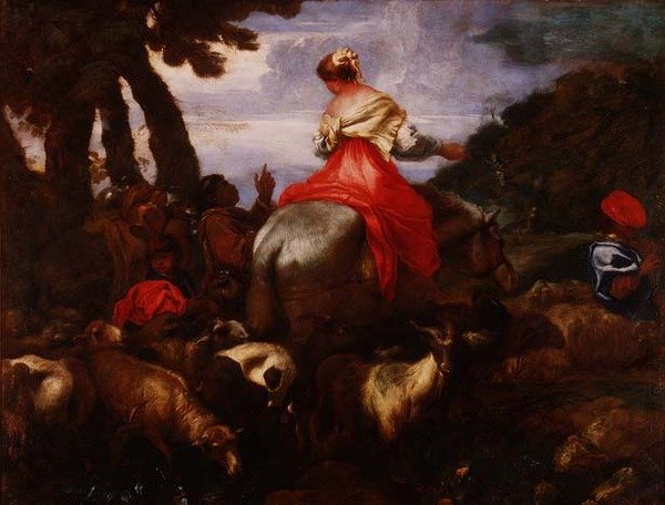 Rebecca Ábrahám szolgája vezetésével, 1650 körül alkotó: Giovanni Benedetto Castiglione