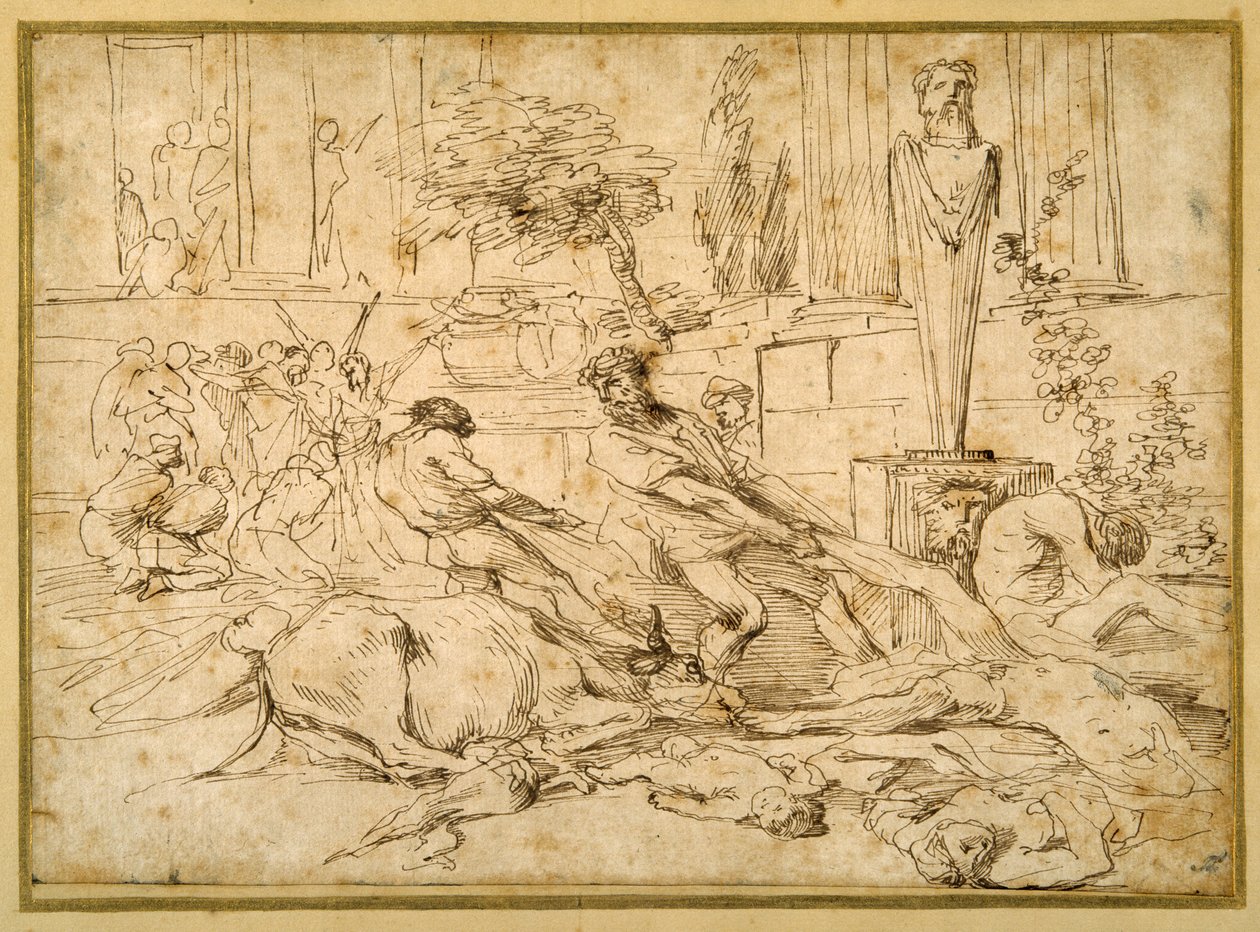 A pestis Ashdodban (toll és tinta papíron) alkotó: Giovanni Benedetto (1609 64) Castiglione