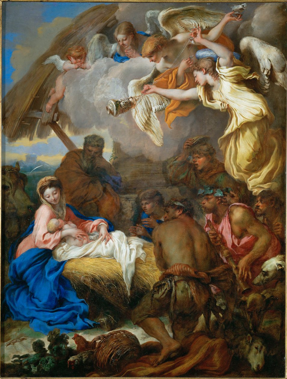 A pásztorok imádása (festmény vászonra) alkotó: Giovanni Benedetto (1609-64) Castiglione
