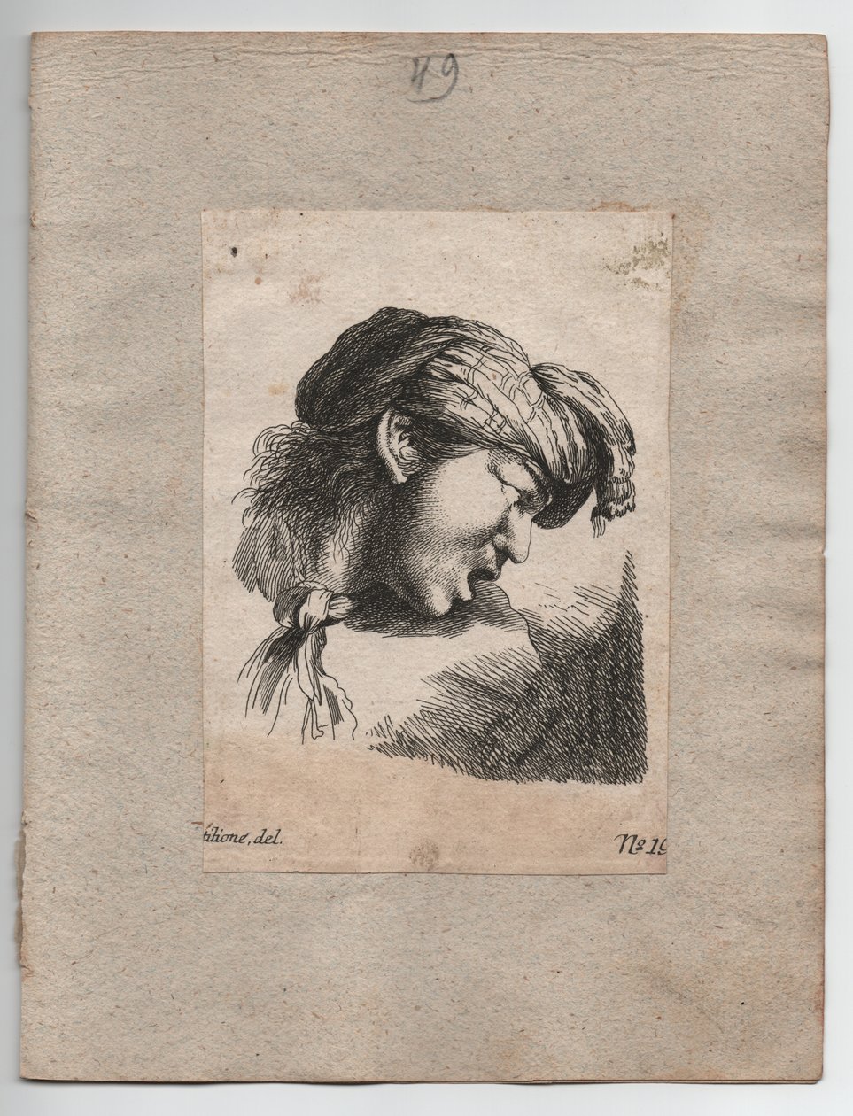 Török fej kendővel, 1750 körül (metszet) alkotó: Giovanni Benedetto (1609 64) (after) Castiglione
