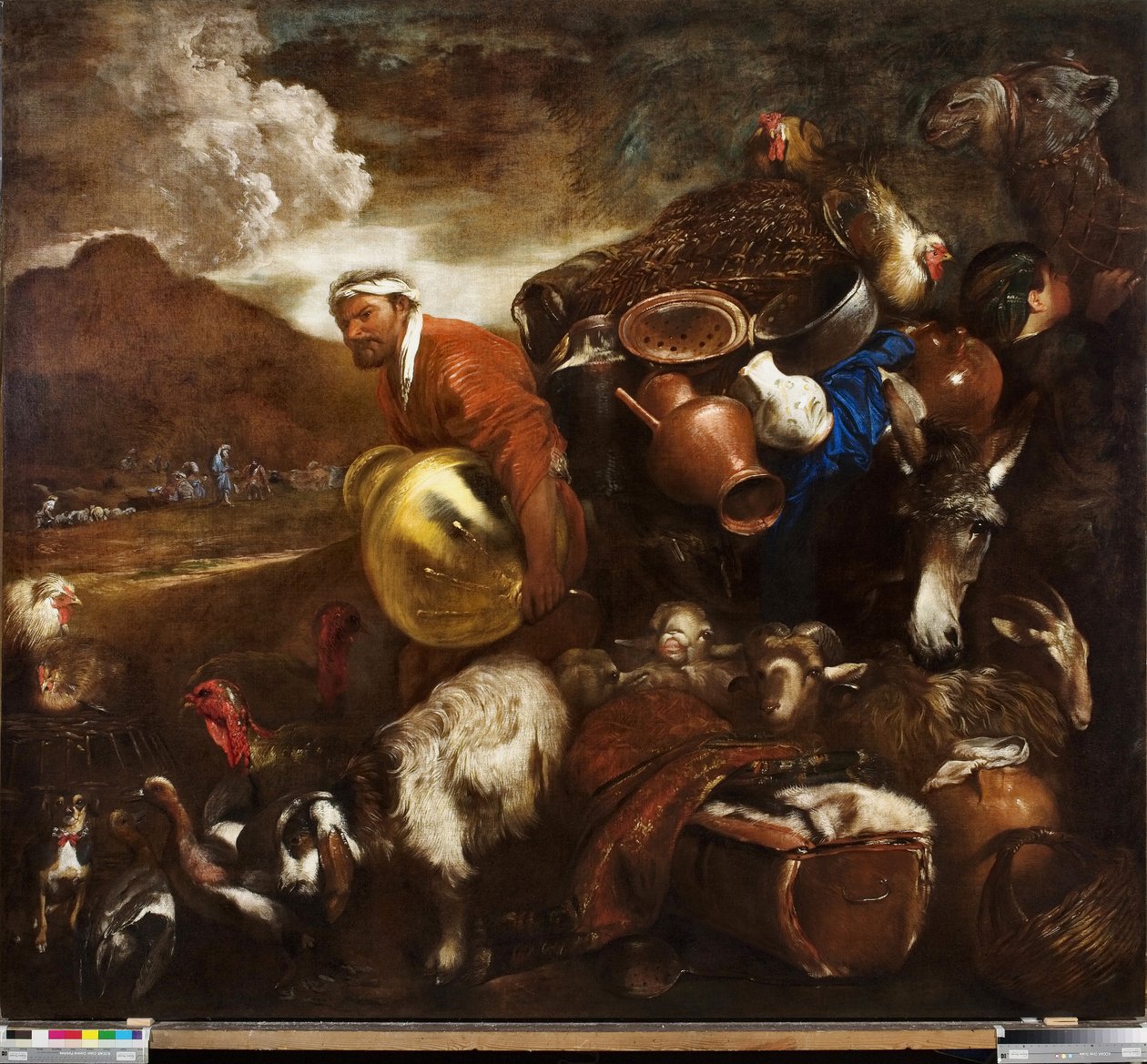 Ábrahám utazása, 1652 körül (olaj, vászon) alkotó: Giovanni Benedetto (1609-64) Castiglione
