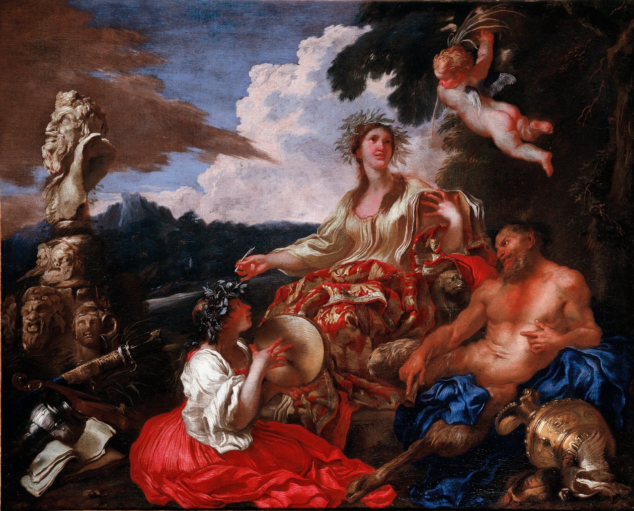 A zene allegóriája. Giovanni Benedetto Castiglione Grechetto (1610-1665) festménye. Genova (Genes), magángyűjtemény. alkotó: Giovanni Benedetto Castiglione