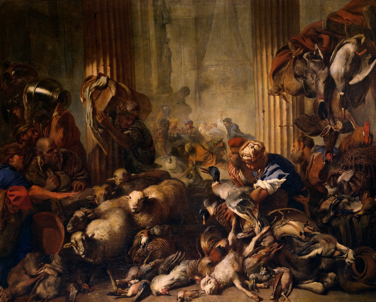 Krisztus kiűzte a kereskedőket a templomból alkotó: Giovanni Benedetto Castiglione