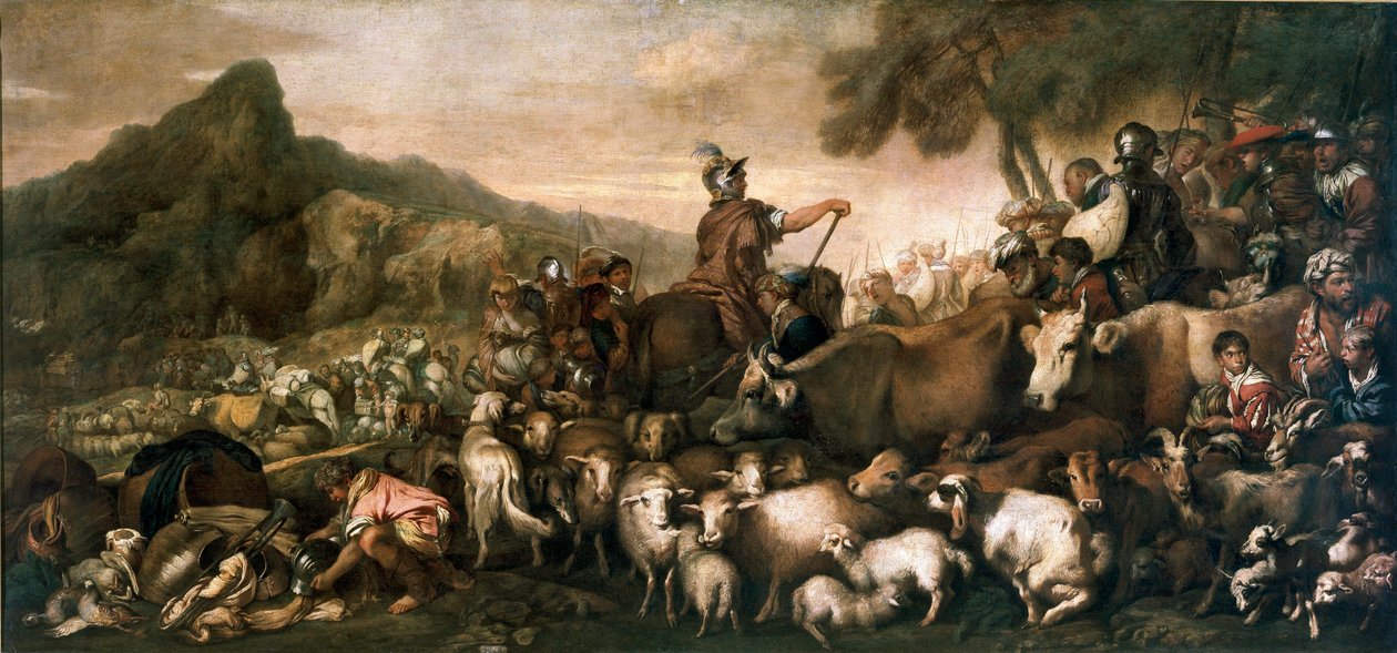 A héber nép utazás az ígéret földjére Giovanni Benedetto Castiglione dit il Grechetto festménye (1610-1665) 17. század V. 140x300 cm Milánó, Pinacoteca di Brera alkotó: Giovanni Benedetto Castiglione