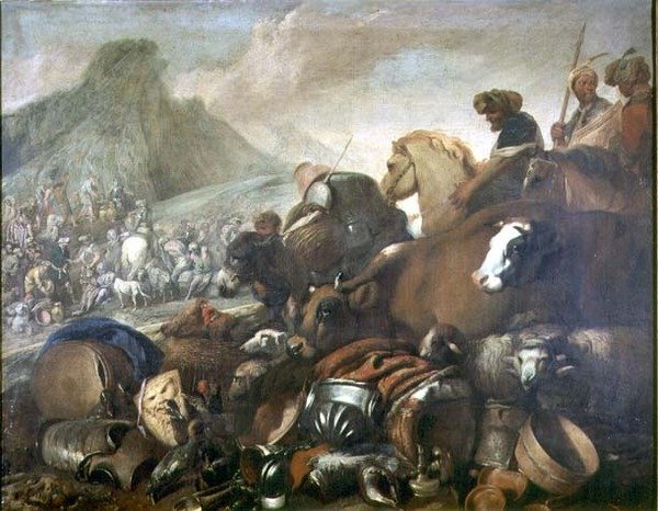 Ábrahám és Melkisédek találkozása (olaj, vászon) alkotó: Giovanni Benedetto Castiglione