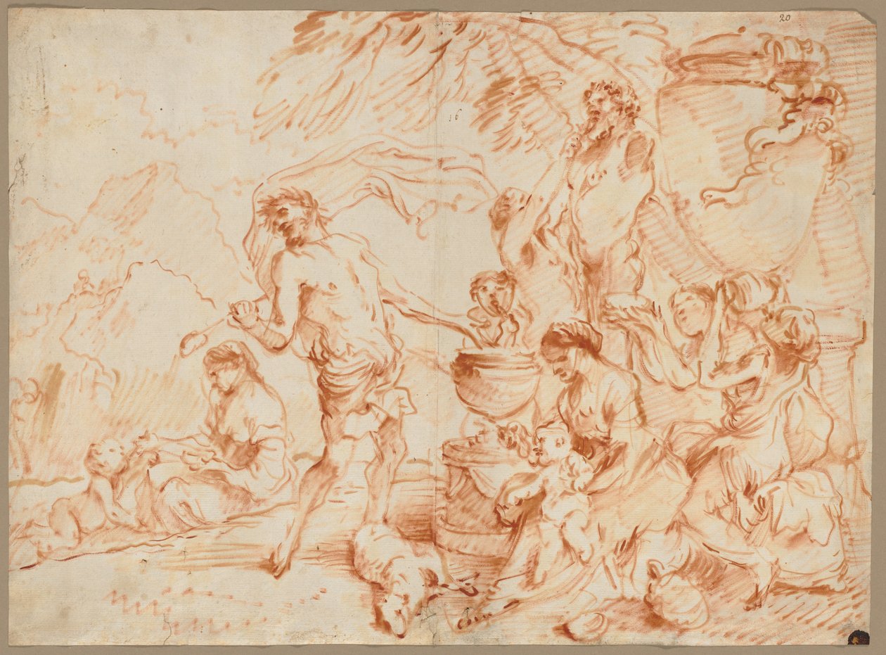 Bacchanal Herm előtt, 1660-as évek eleje. alkotó: Giovanni Benedetto Castiglione
