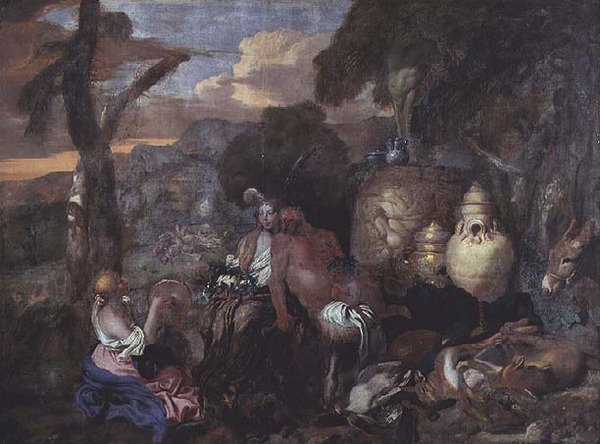 Bacchantes és egy szatír alkotó: Giovanni Benedetto Castiglione